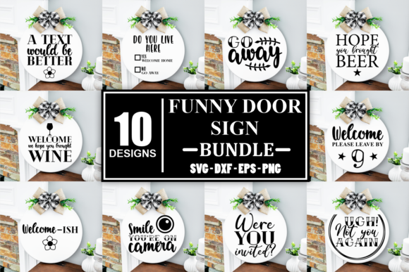 Funny Wood Door Sign Bundle Farmhouse: Graphics for Crafts